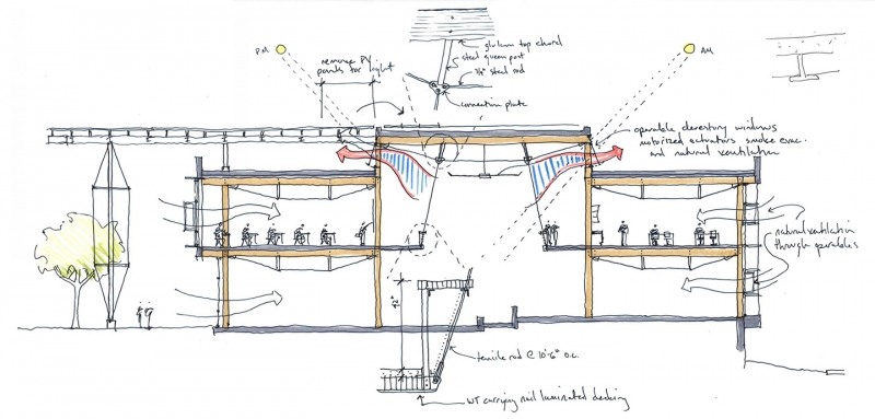 FIGURE 1. A Schematic Section along E-W axis looking at North (Image courtesy: The Miller Hull Partnership)