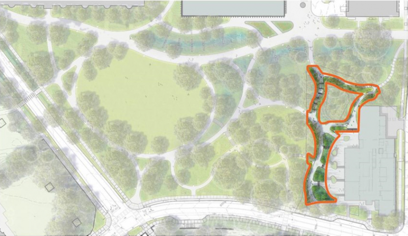 FIGURE 2. Extent of the proposed Edible Landscape. Image courtesy of Andropogon.